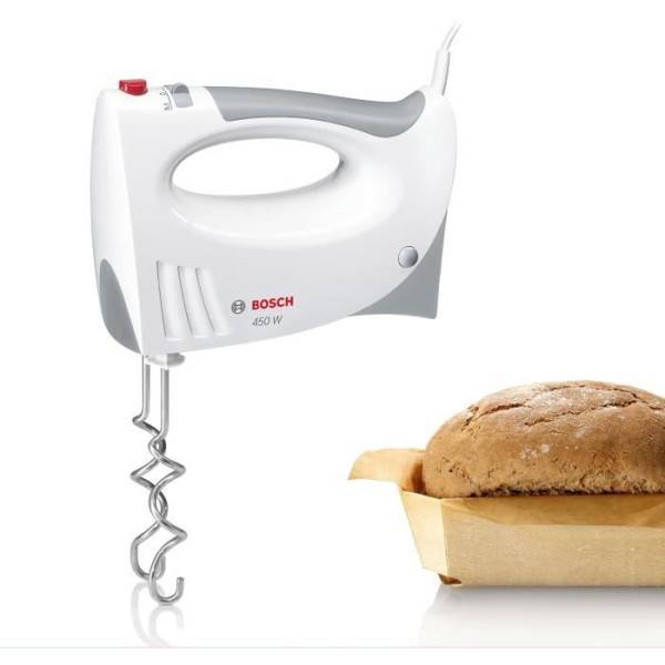 Bosch - Batteur Fouet Electrique  BOSCH CleverMixx MFQ3530 - 450 W - 5 vitesses - 2 fouets / 2 crochets pétrisseurs inox - Blanc / Gris - Image 1