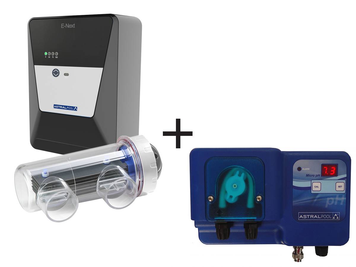 Astral Pool - Electrolyseur au sel E-Next 30 + Pompe doseuse Micro pH - Astral Pool