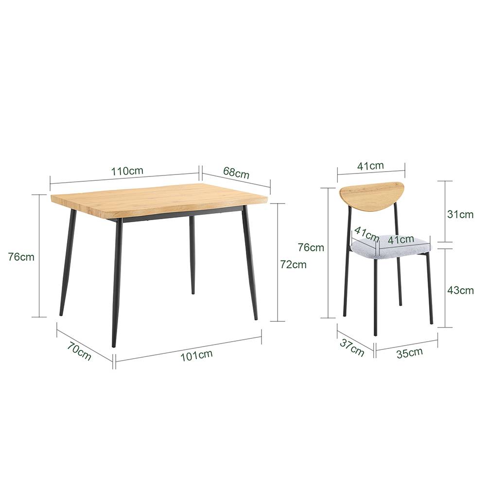 SoBuy Ensemble Table à Manger 5 Pièces avec Chaises Confortables pour Petits Espaces - Image 3