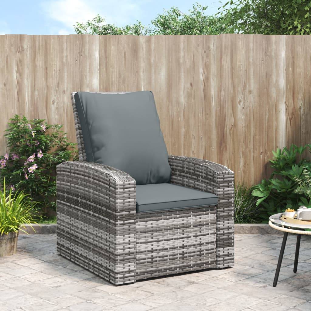 Fauteuil de jardin inclinable - Chaise de jardin - Fauteuil d'extérieur avec coussins gris résine tressée MP371 - Image 2