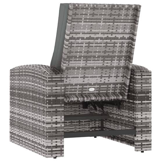 Fauteuil de jardin inclinable - Chaise de jardin - Fauteuil d'extérieur avec coussins gris résine tressée MP371 - Image 5