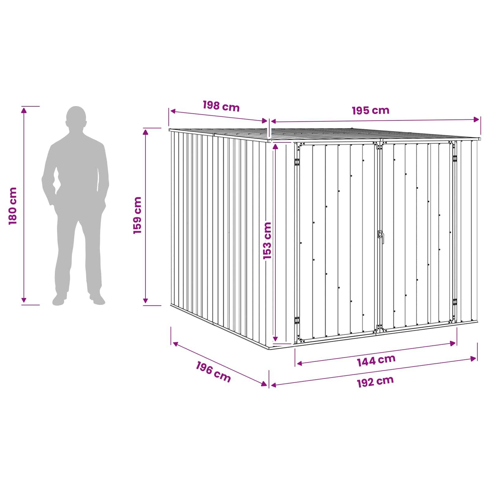 Vidaxl - Abri de jardin Anthracite 195x198x159 cm Acier galvanisé 3.9m² vidaXL 46255 - Image 3