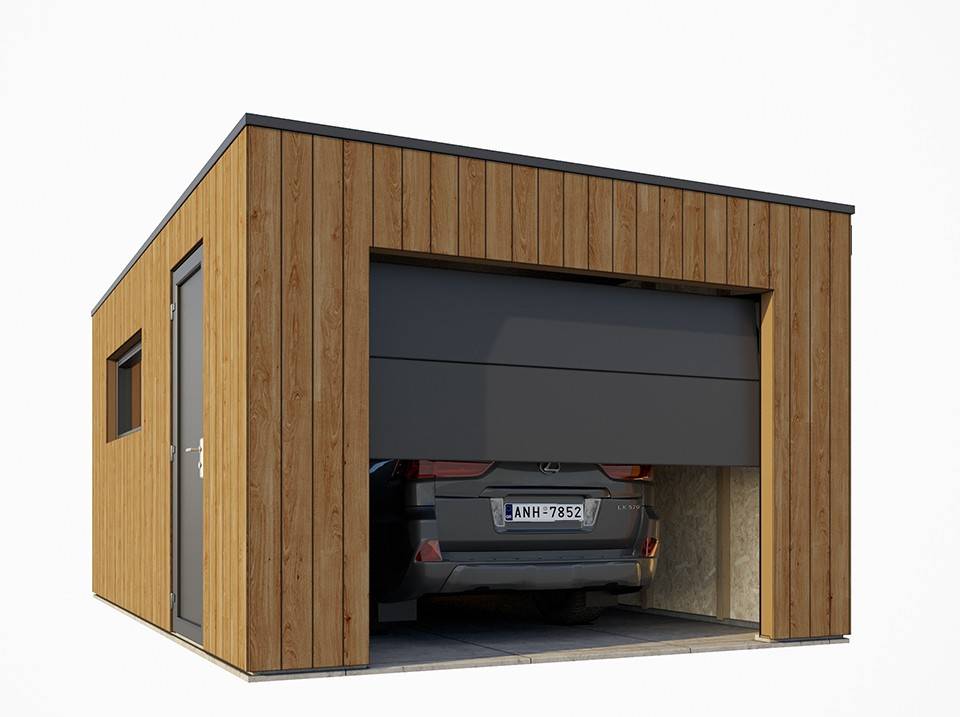 Direct Abris - Garage Bois Traité RINGWOOD - Surface intérieure : 20m2 - Porte Sectionnelle - Structure OSB - Membrane EPDM - 1 Voiture - Image 4