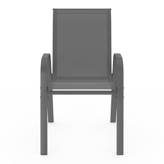 Lot de 6 chaises de jardin LYMA métal et textilène empilables gris, noir et bleu - Image 3
