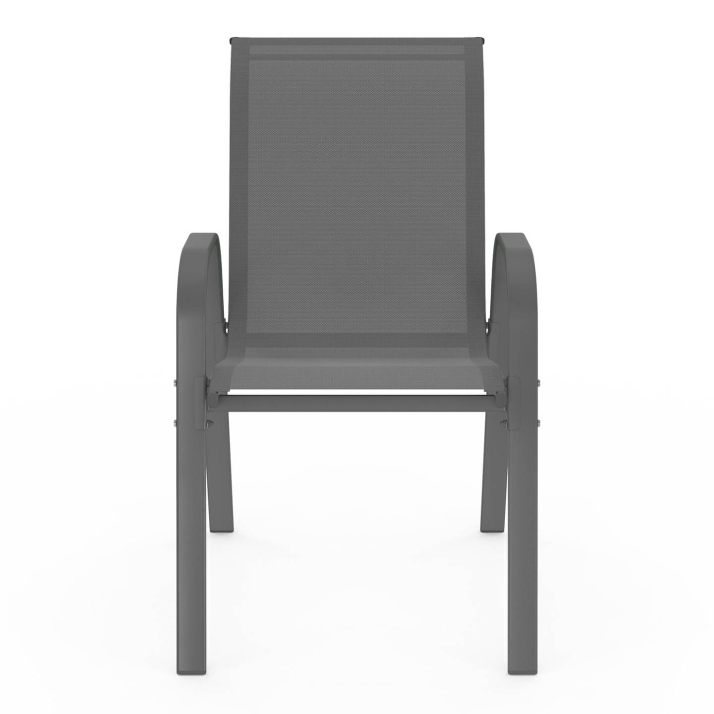 Lot de 6 chaises de jardin LYMA métal et textilène empilables gris, noir et bleu - Image 3