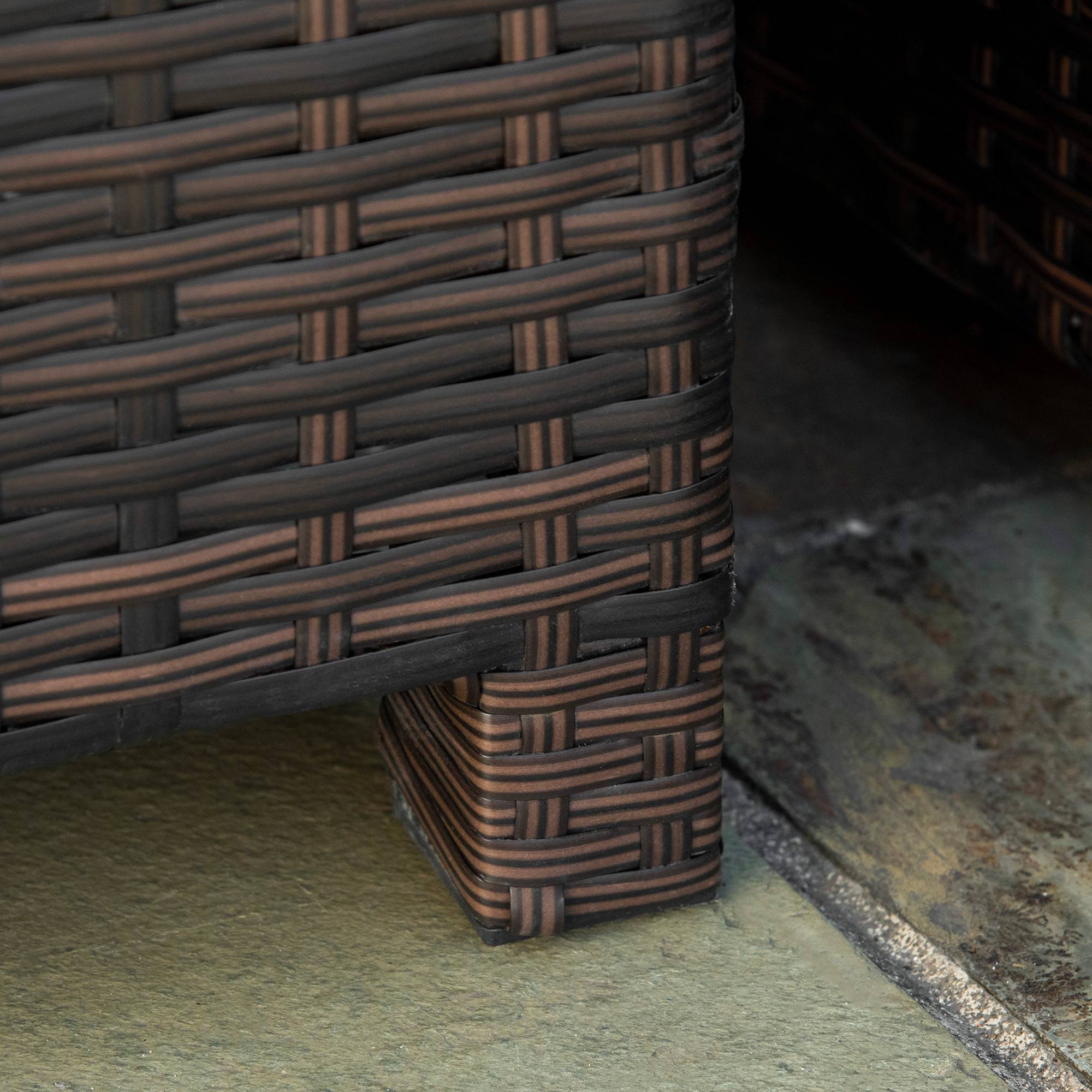 Table Basse de Jardin Plateau Verre trempé 5 mm rotin tressé 85 x 50 x 39cm Max. 50 kg Marron - Image 9