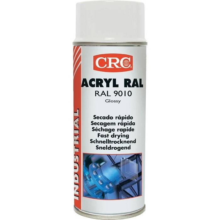 Peinture acrylique CRC Aérosol - Blanc brillant - 520ml/400ml