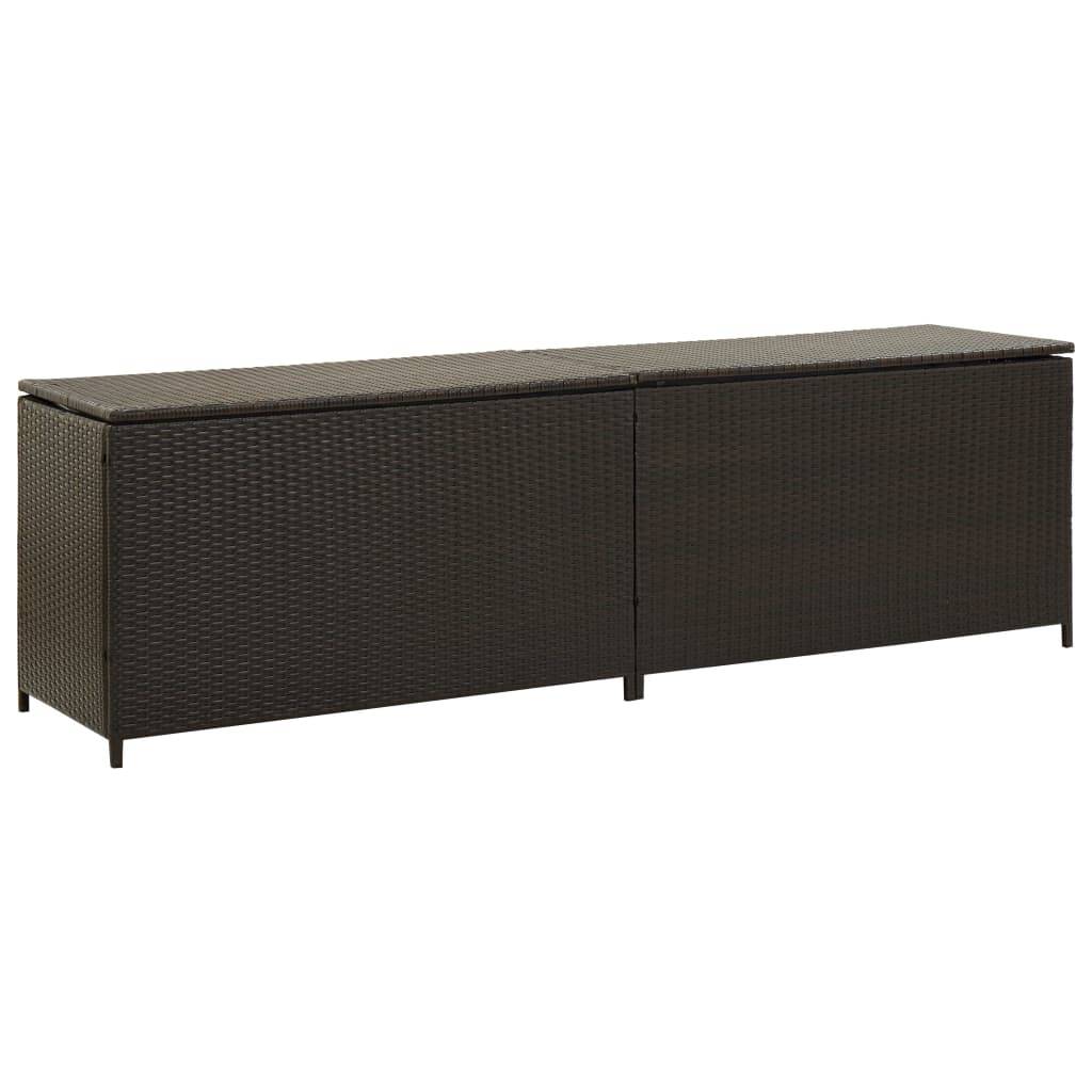 Coffre de rangement - Boîte de rangement extérieure - Coffre de jardin résine tressée 200x50x60 cm marron - Image 2