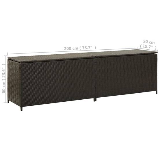 Coffre de rangement - Boîte de rangement extérieure - Coffre de jardin résine tressée 200x50x60 cm marron - Image 8