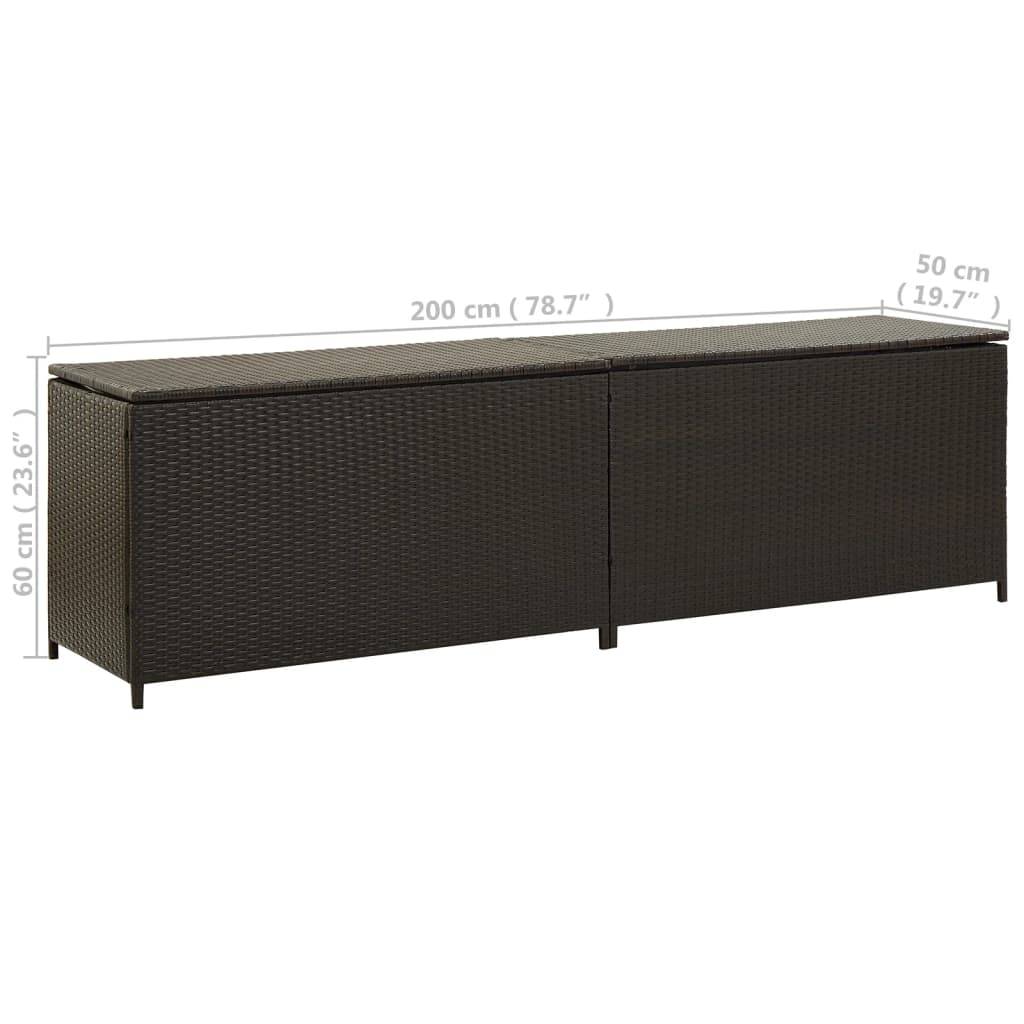 Coffre de rangement - Boîte de rangement extérieure - Coffre de jardin résine tressée 200x50x60 cm marron - Image 8