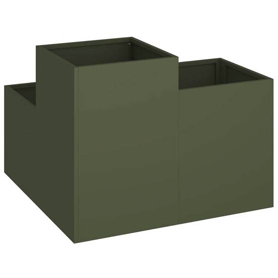 Cache-pot | Bac à fleurs de jardin Vert olive 80 x 80 x 60 cm Acier - Image 5