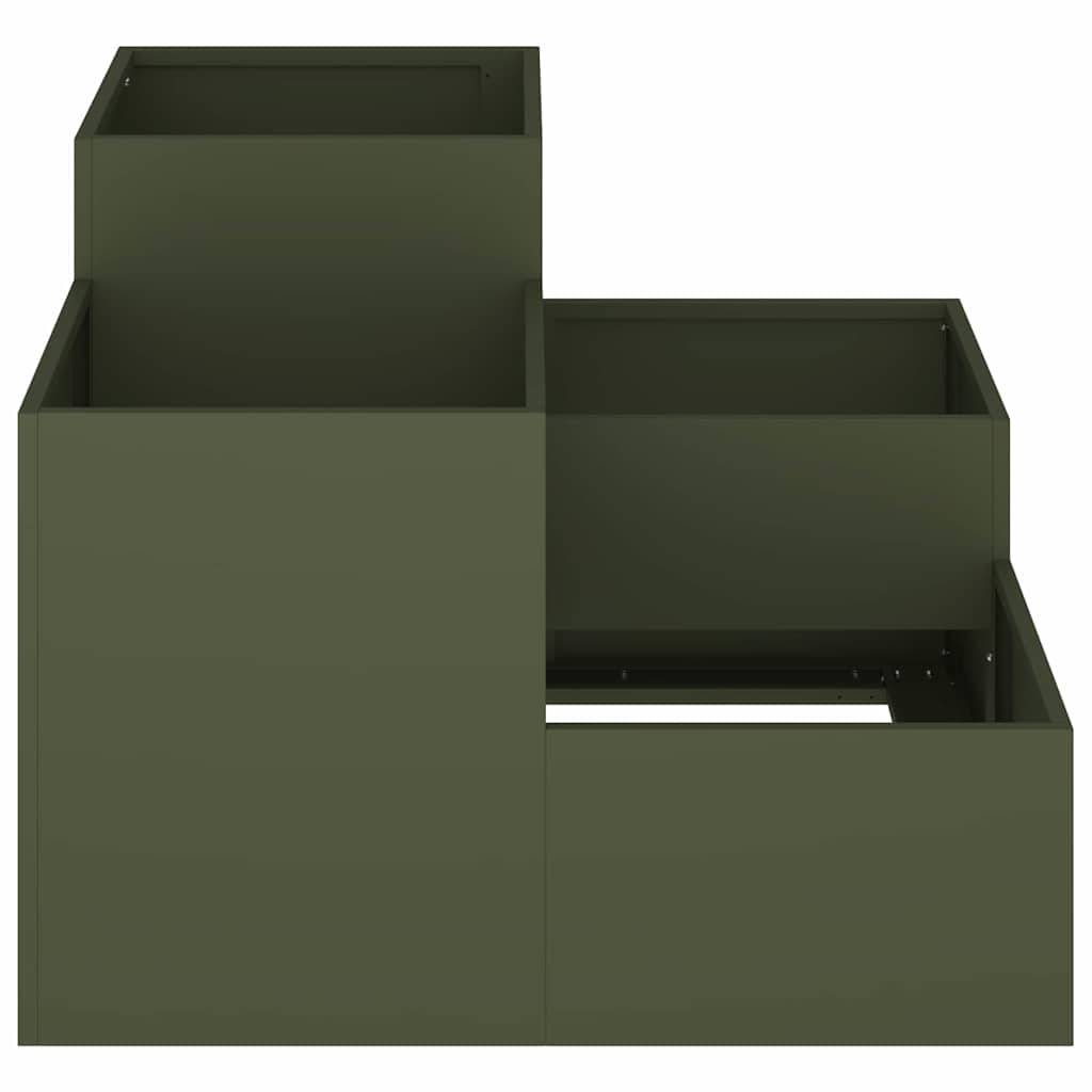 Cache-pot | Bac à fleurs de jardin Vert olive 80 x 80 x 60 cm Acier - Image 7