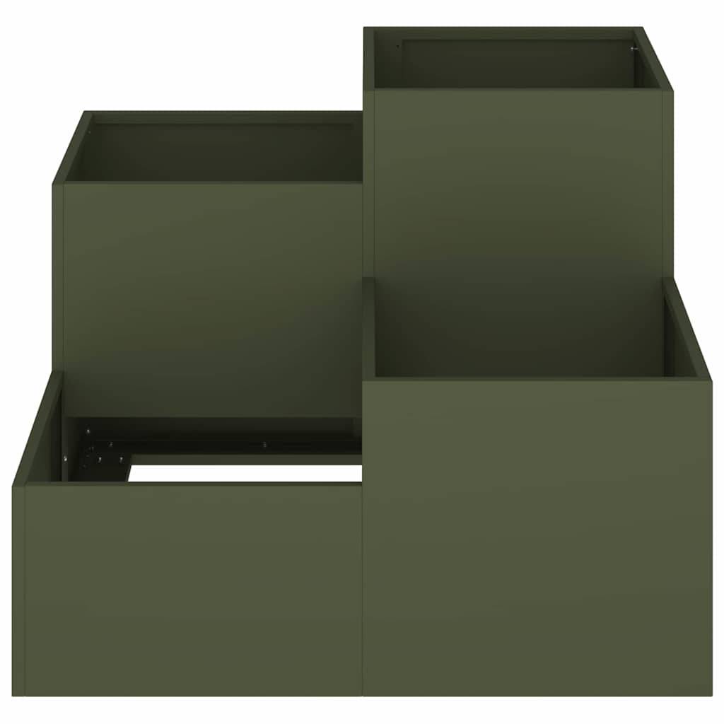Cache-pot | Bac à fleurs de jardin Vert olive 80 x 80 x 60 cm Acier - Image 6