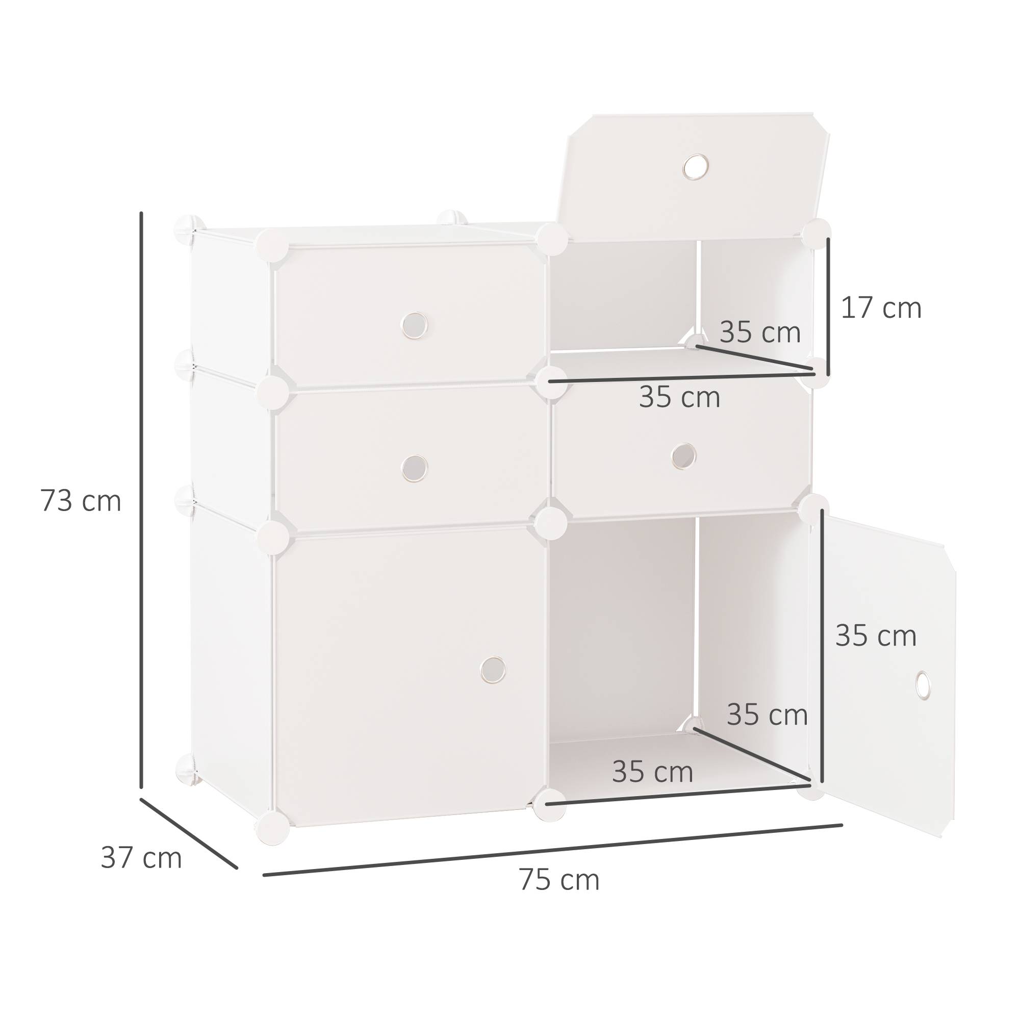 Sans Marque - Armoire modulaire plastique, 6 cases, chaussures, buffet, autocollants, rangement vêtements chaussures accessoires jouets - Image 5