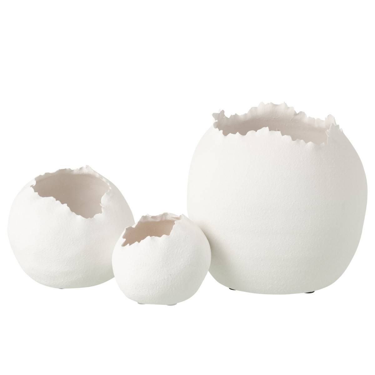 J-Line - Cache-Pot Irrégulier en Argile "Justin" 29cm Blanc - Image 2