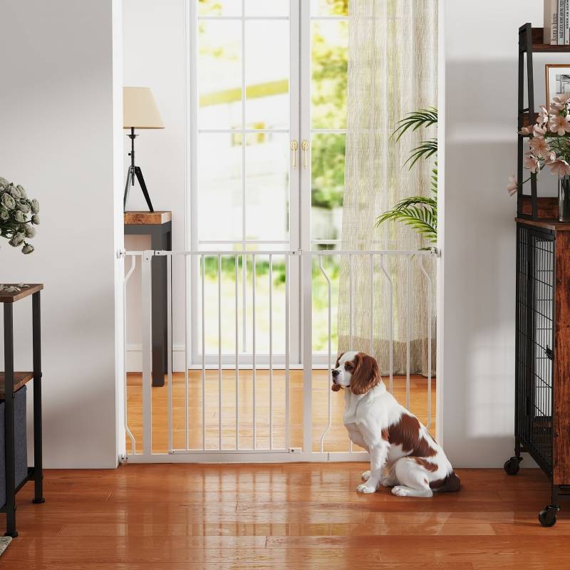 Barrière de sécurité Acier ABS pour chien extensible sans perçage 75-115x76cm blanc - ComfortXL Outdoor Living