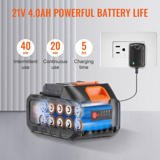 VEVOR Nettoyeur haute pression sans fil 21V, 580 PSI, 4 L/min, batterie 4.0Ah, pour terrasse/voiture. - Image 5