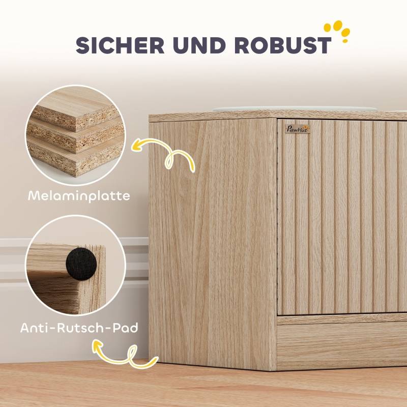 Station d'alimentation surélevée en bois grands chiens avec rangement 60cm chêne - ComfortXL Outdoor Living - Image 8