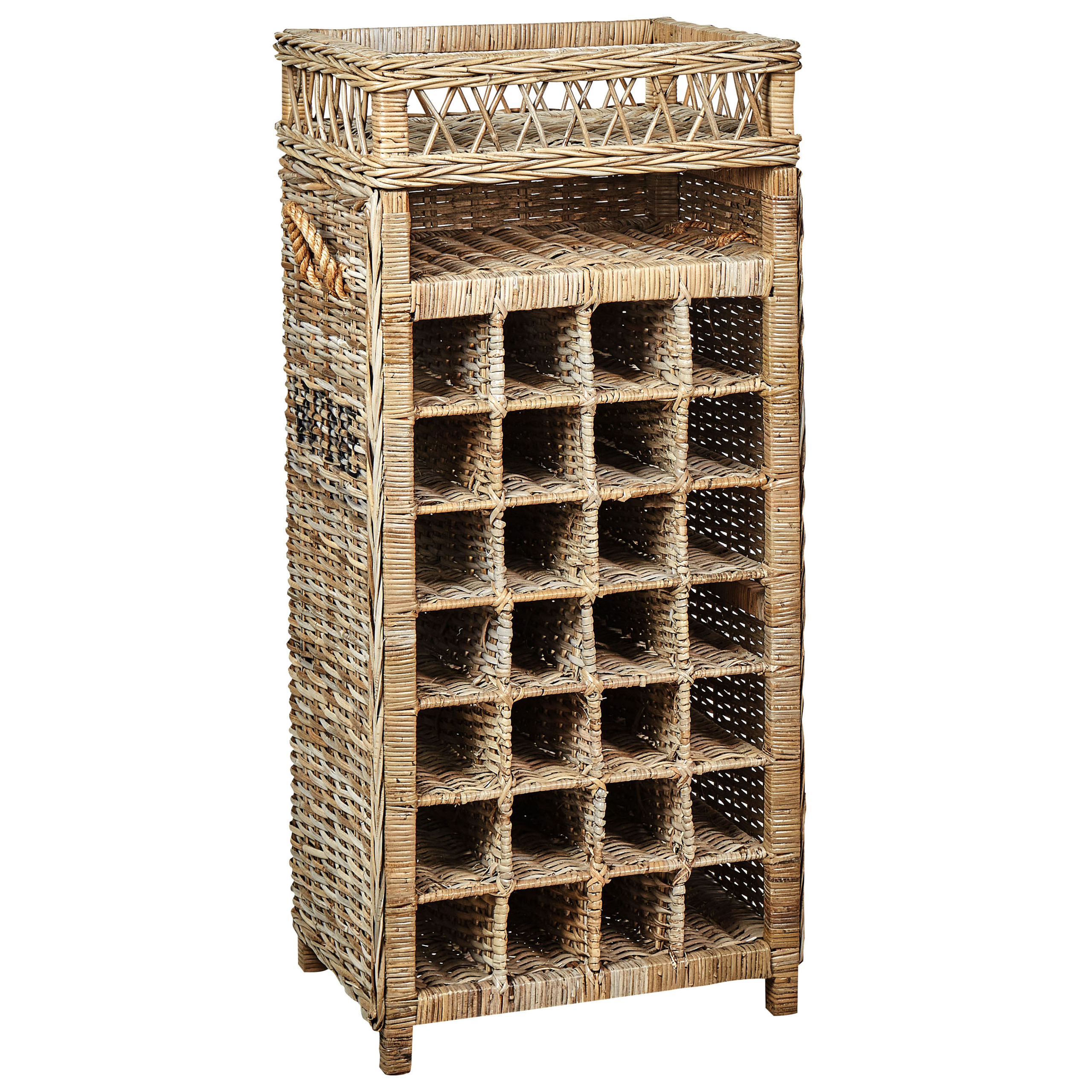 Beliani - Porte-Bouteilles Casier à 28 Rangements en Rotin Clair 112 cm avec Etagère et Rangement Supérieur Décoratif et Fonctionnel Matière Robuste - Image 1