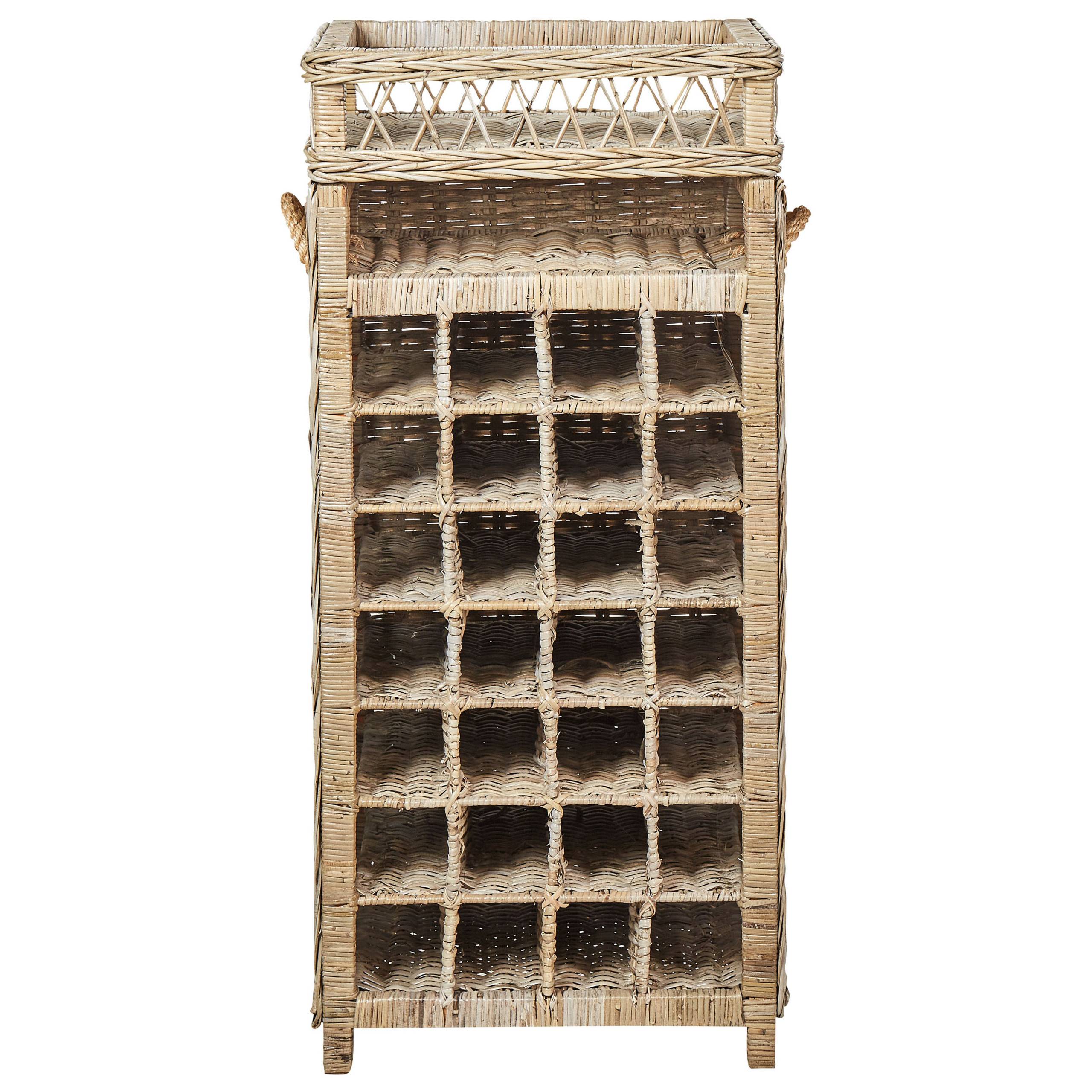 Beliani - Porte-Bouteilles Casier à 28 Rangements en Rotin Clair 112 cm avec Etagère et Rangement Supérieur Décoratif et Fonctionnel Matière Robuste - Image 4