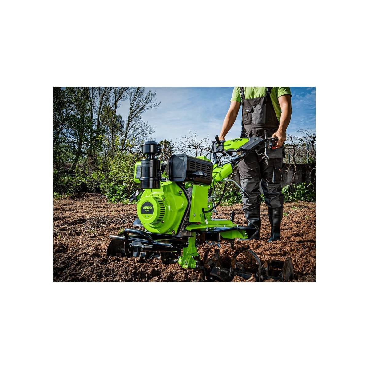 Motoculteur Diesel Moteur 7 CV 246 cm3 Motobineuse avec fraises et butteur Démarrage électrique VITO - Image 3