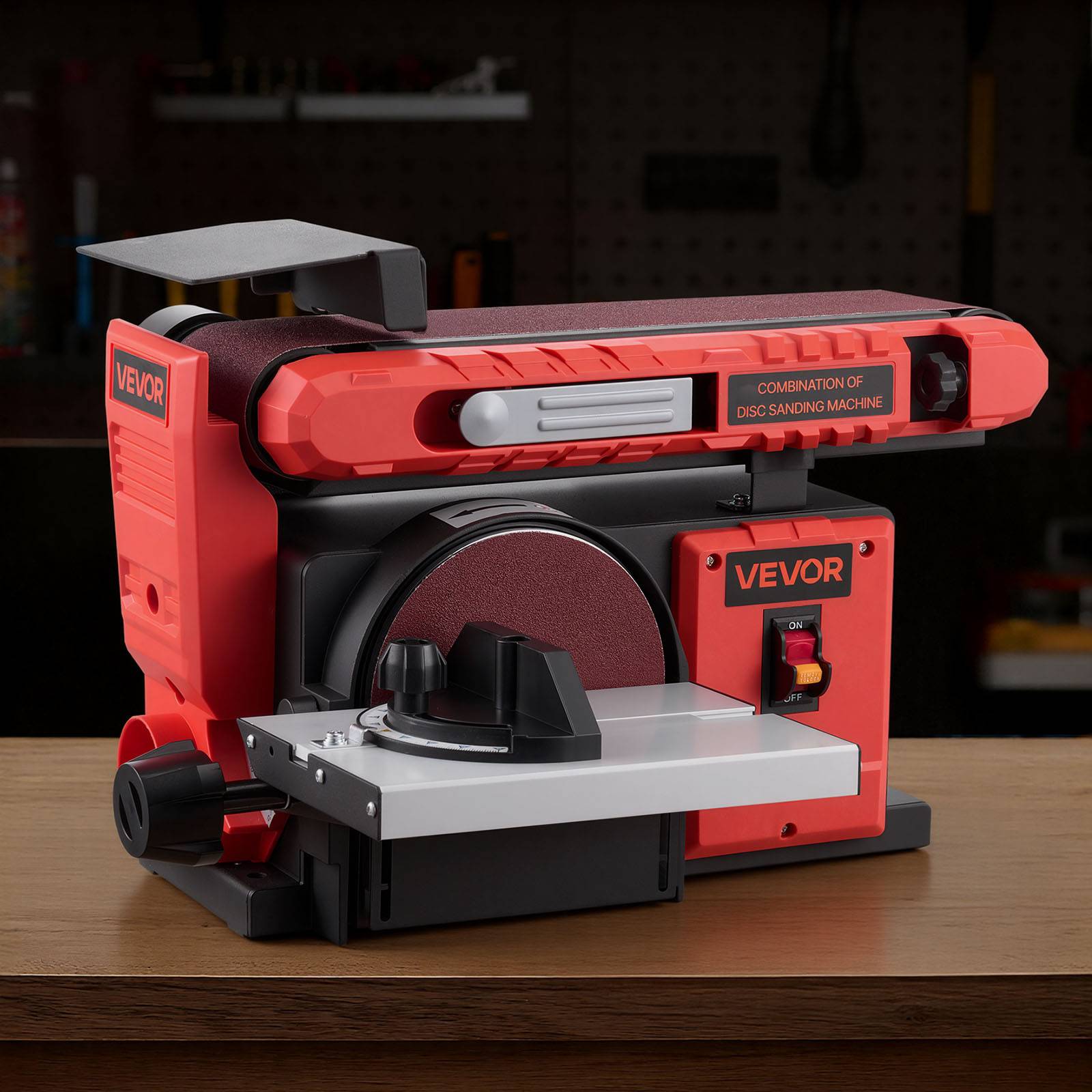 Vevor - VEVOR ponceuse combinée bande et disque 400 W, bande 101,6x914,4 mm réglable 0–90°, disque 152,4 mm, table inclinable 0–45°, port poussières. - Image 8