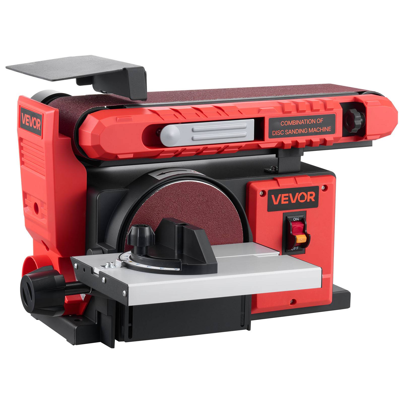 Vevor - VEVOR ponceuse combinée bande et disque 400 W, bande 101,6x914,4 mm réglable 0–90°, disque 152,4 mm, table inclinable 0–45°, port poussières. - Image 1