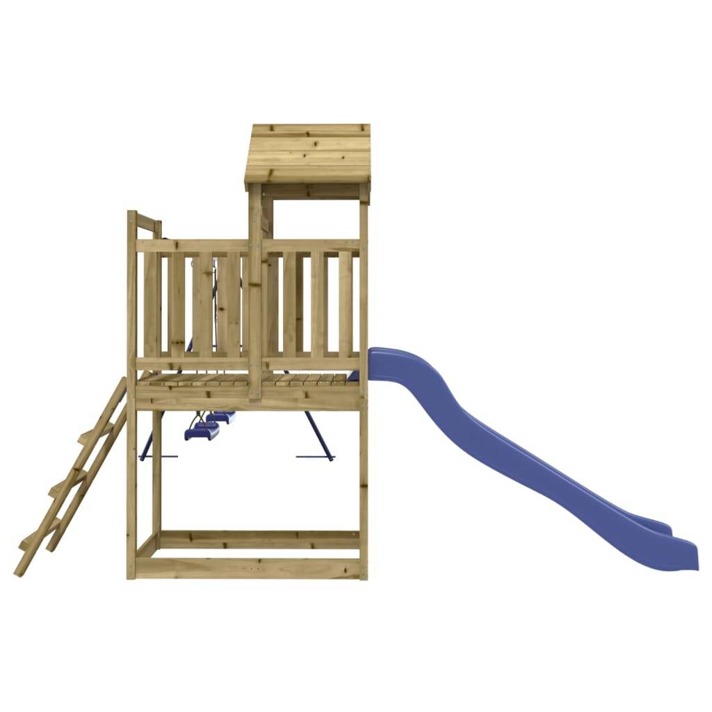 Helloshop26 - Aire de jeux d'extérieur balançoires toboggan portiques robuste jeux jardin 313 x 379 x 214 cm bois de pin imprégné - Image 4