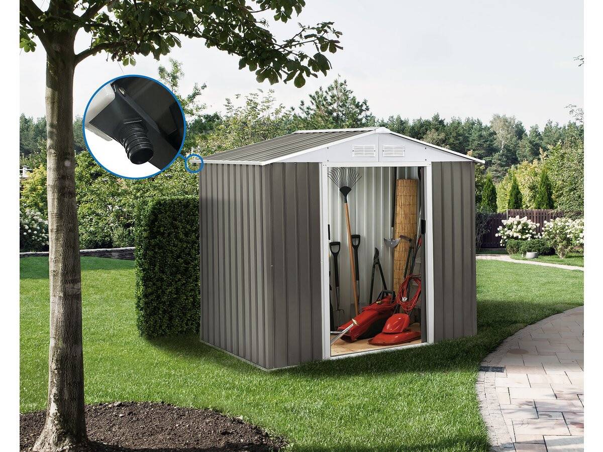 Abri Jardin Métal "dallas" - 5,29 M² Avec Gouttière - Taupe -habitat Et Jardin - Image 2