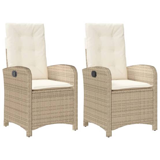 Fauteuils Relax de Jardin Inclinables Résine Tressée Dossier Réglable pour Terrasse Lot de 2 Beige – ComfortXL Outdoor Living - Image 2