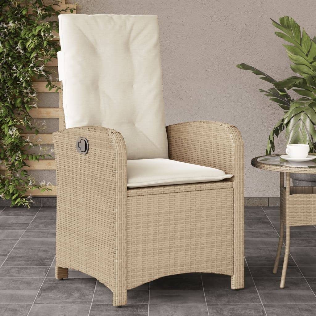 Fauteuils Relax de Jardin Inclinables Résine Tressée Dossier Réglable pour Terrasse Lot de 2 Beige – ComfortXL Outdoor Living - Image 3