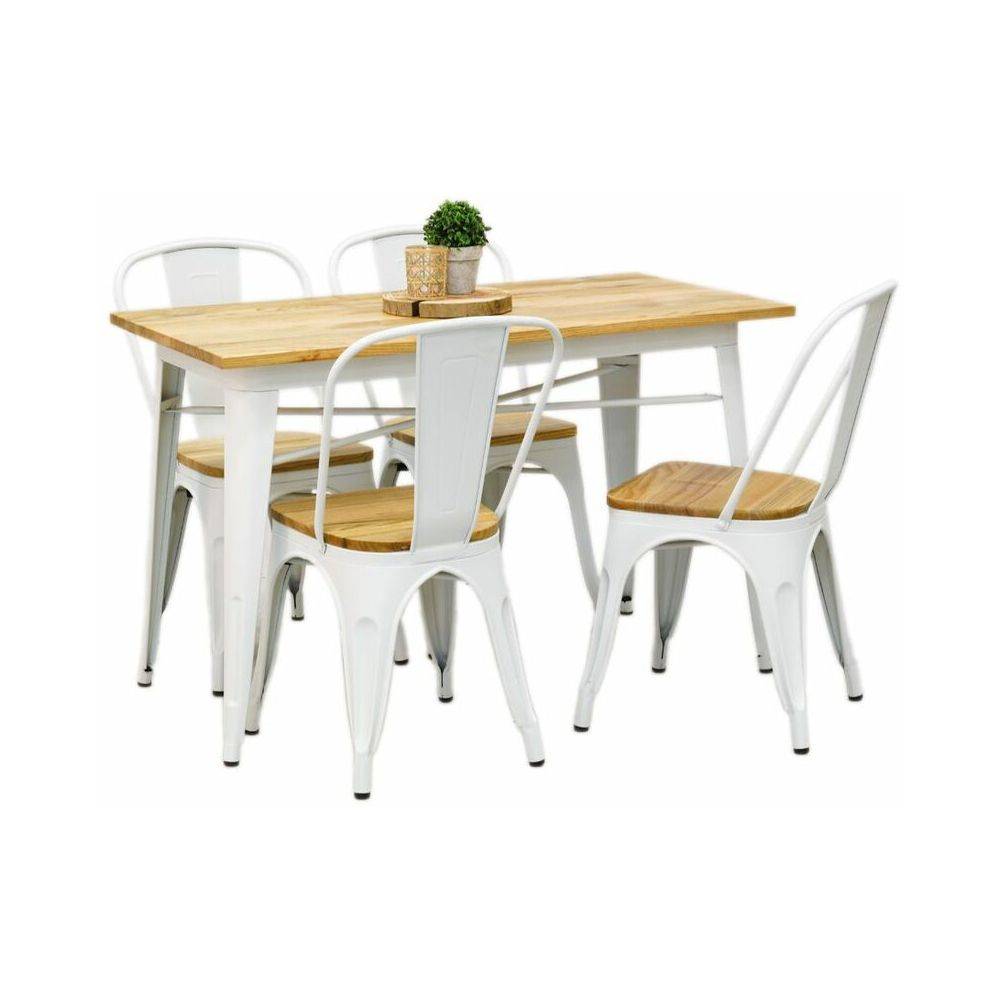 Aubry Gaspard - Table industrielle en métal et bois d'orme huilé - Image 2