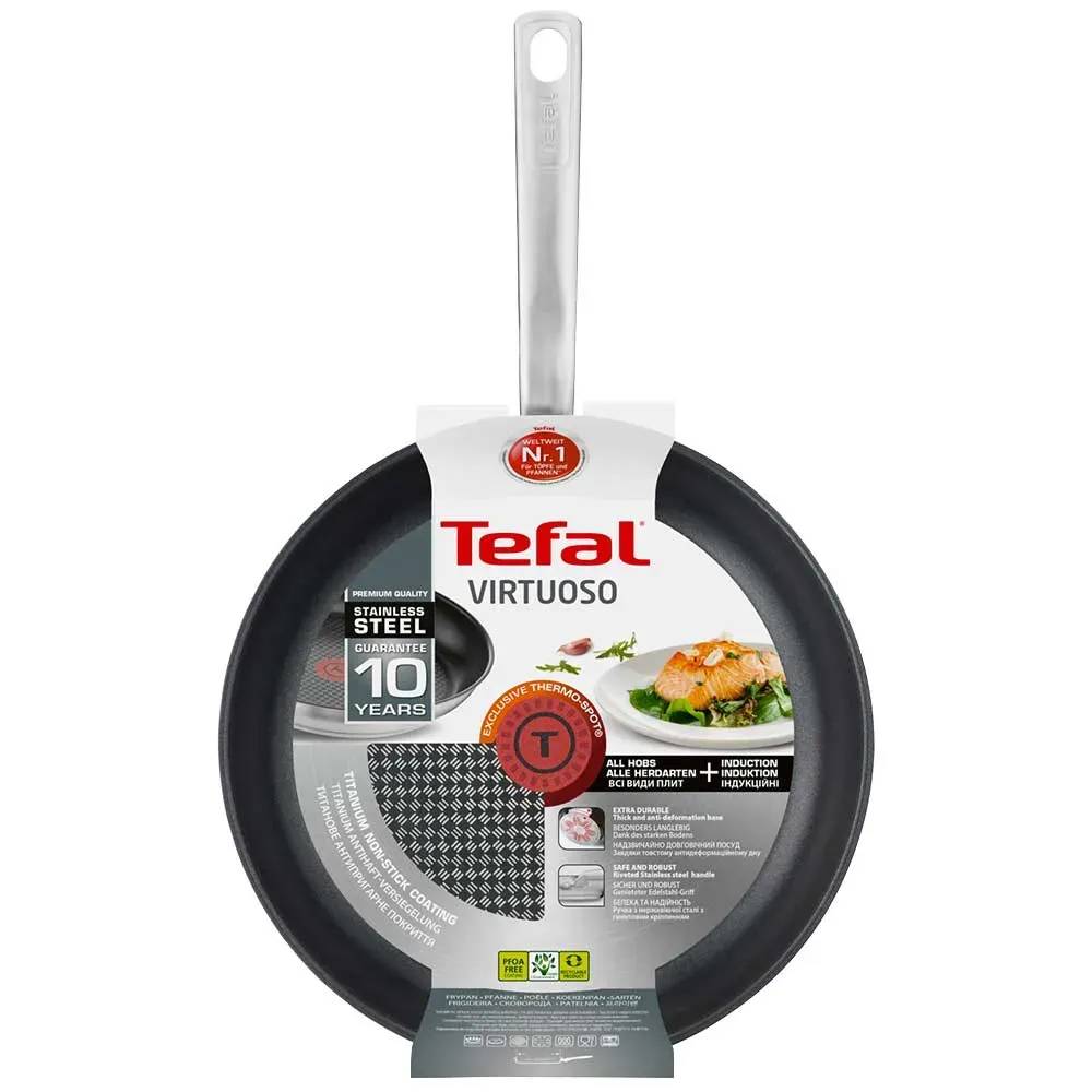 Poêle Virtuoso 250° revêtement antiadhésif acier inox noir Ø30 cm Tefal - Image 3