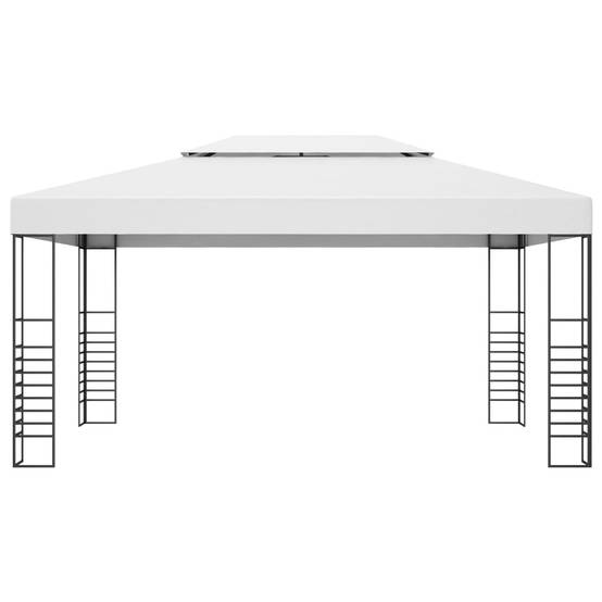 Tonnelle Rectangulaire Acier avec Guirlande LED Solaire pour Réception Jardin Blanc 4x3 m – ComfortXL Outdoor Living - Image 4