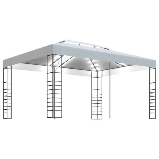 Tonnelle Rectangulaire Acier avec Guirlande LED Solaire pour Réception Jardin Blanc 4x3 m – ComfortXL Outdoor Living - Image 2
