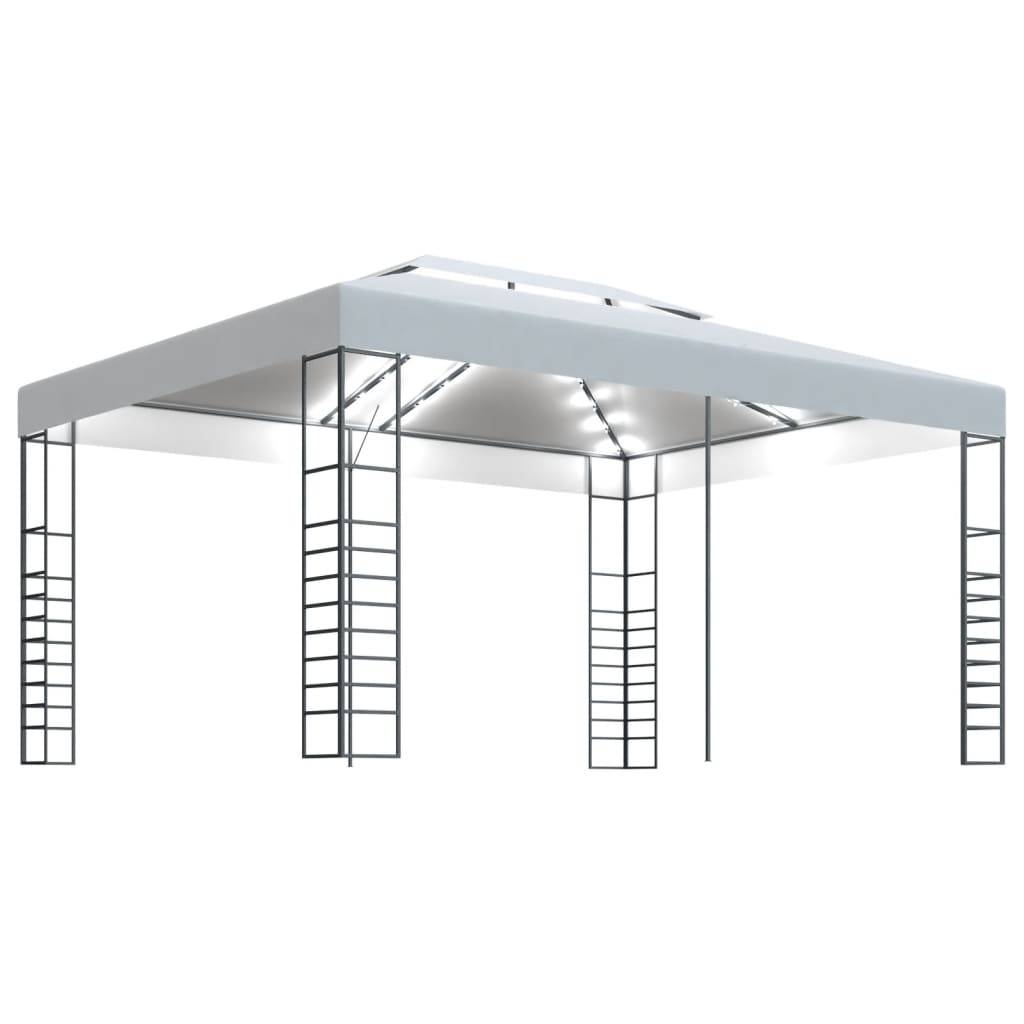Tonnelle Rectangulaire Acier avec Guirlande LED Solaire pour Réception Jardin Blanc 4x3 m – ComfortXL Outdoor Living - Image 2