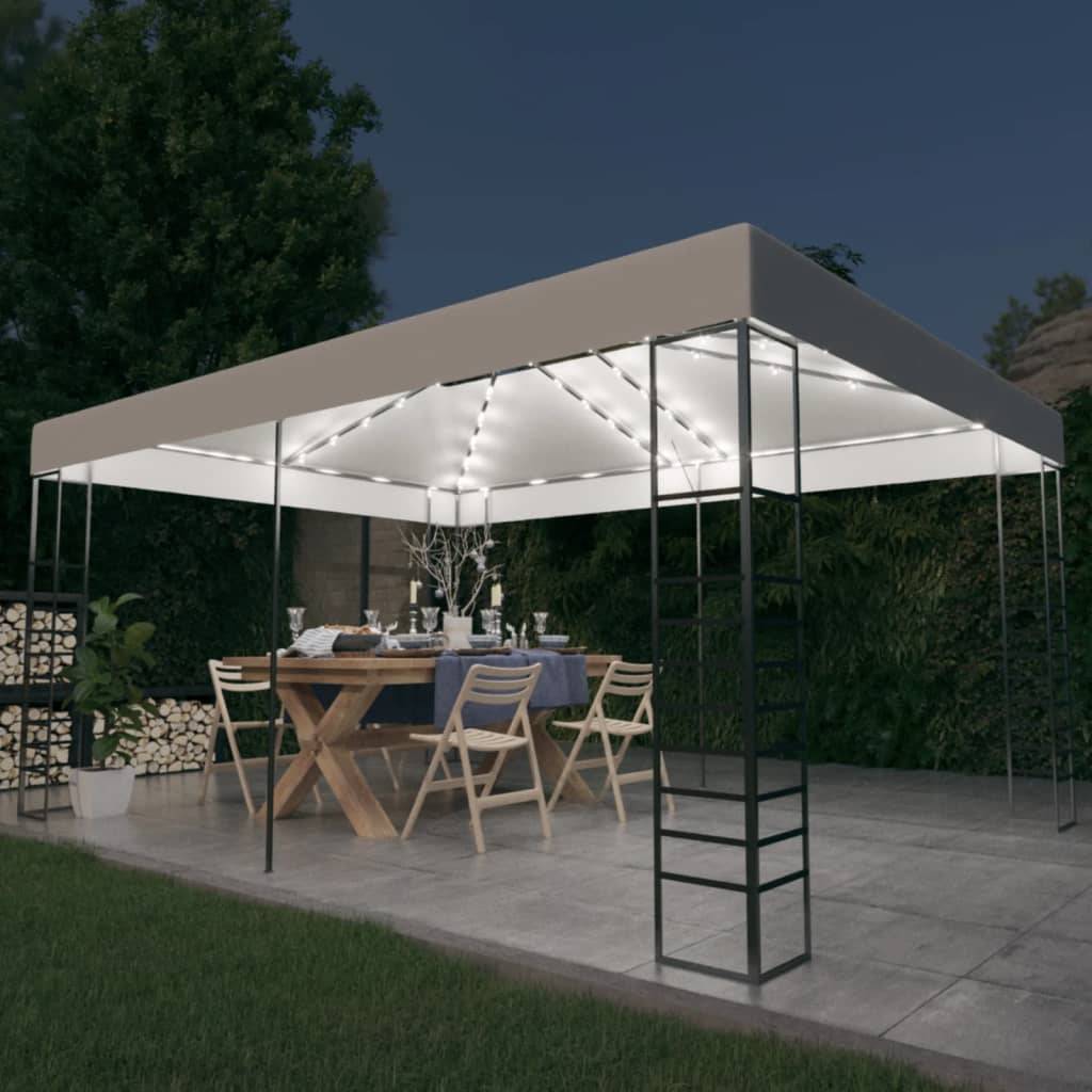 Tonnelle Rectangulaire Acier avec Guirlande LED Solaire pour Réception Jardin Blanc 4x3 m – ComfortXL Outdoor Living - Image 1