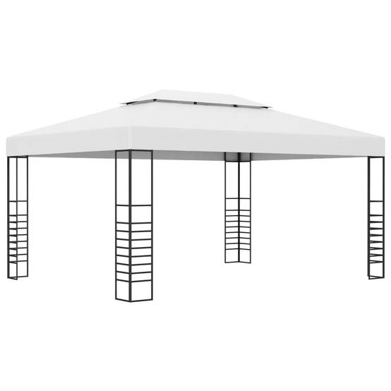 Tonnelle Rectangulaire Acier avec Guirlande LED Solaire pour Réception Jardin Blanc 4x3 m – ComfortXL Outdoor Living - Image 3