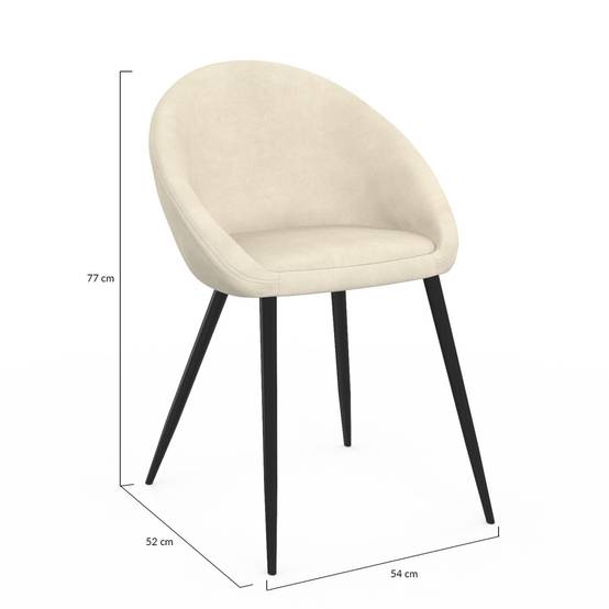 IDMARKET - Lot de 4 chaises NAYA en velours crème pour salle à manger - Image 5