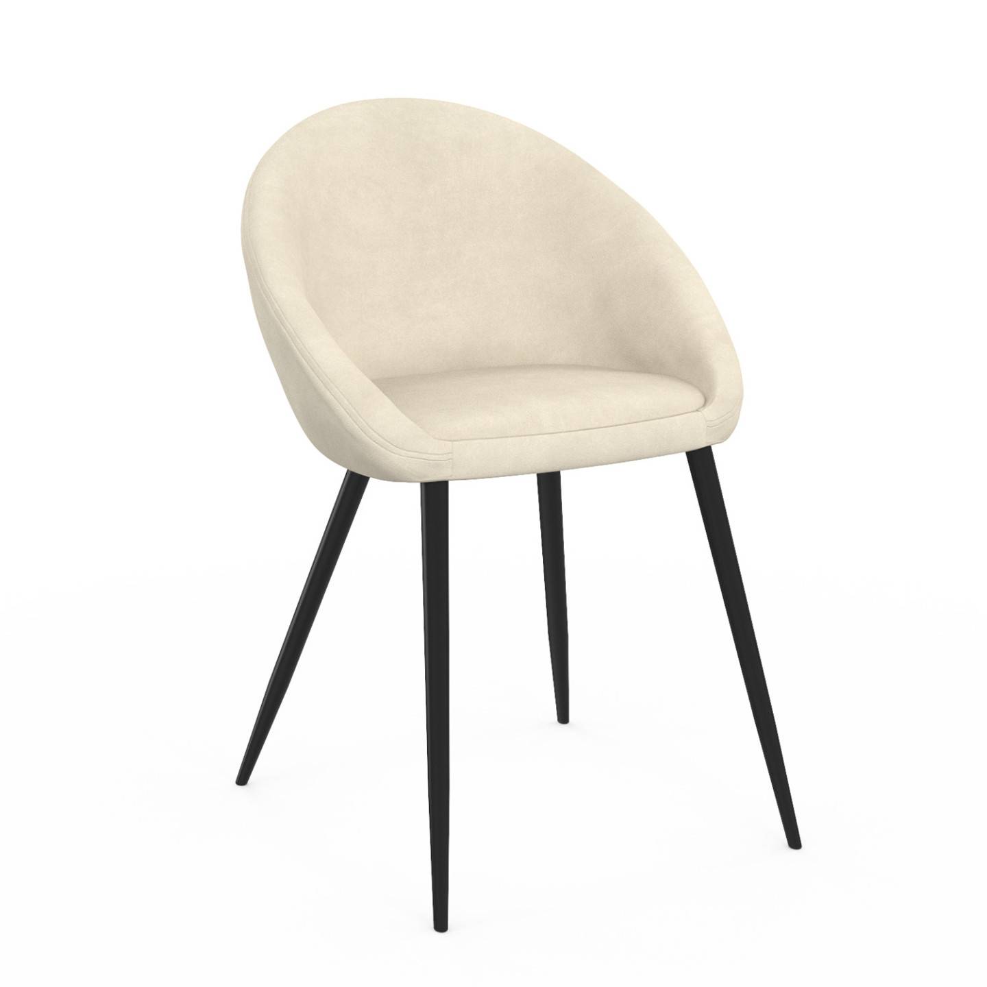 IDMARKET - Lot de 4 chaises NAYA en velours crème pour salle à manger - Image 3