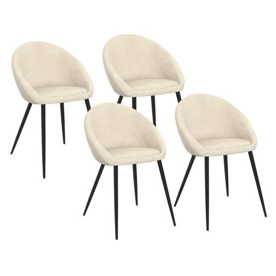 IDMARKET - Lot de 4 chaises NAYA en velours crème pour salle à manger - Image 2