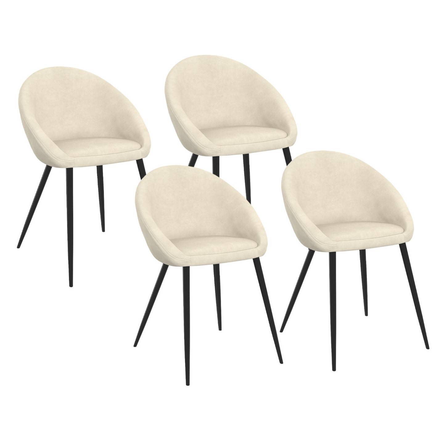 IDMARKET - Lot de 4 chaises NAYA en velours crème pour salle à manger - Image 2