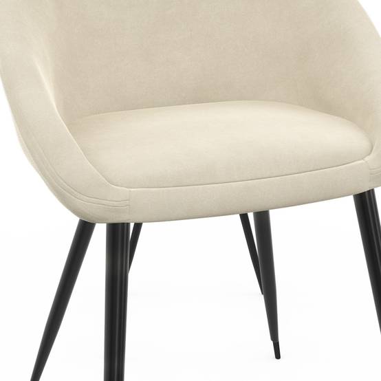 IDMARKET - Lot de 4 chaises NAYA en velours crème pour salle à manger - Image 6