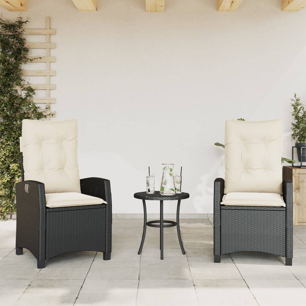 ComfortXL - Fauteuils de Jardin Relax Résine Tressée Dossier Inclinable pour Balcon Lot de 2 Noir – ComfortXL Outdoor Living