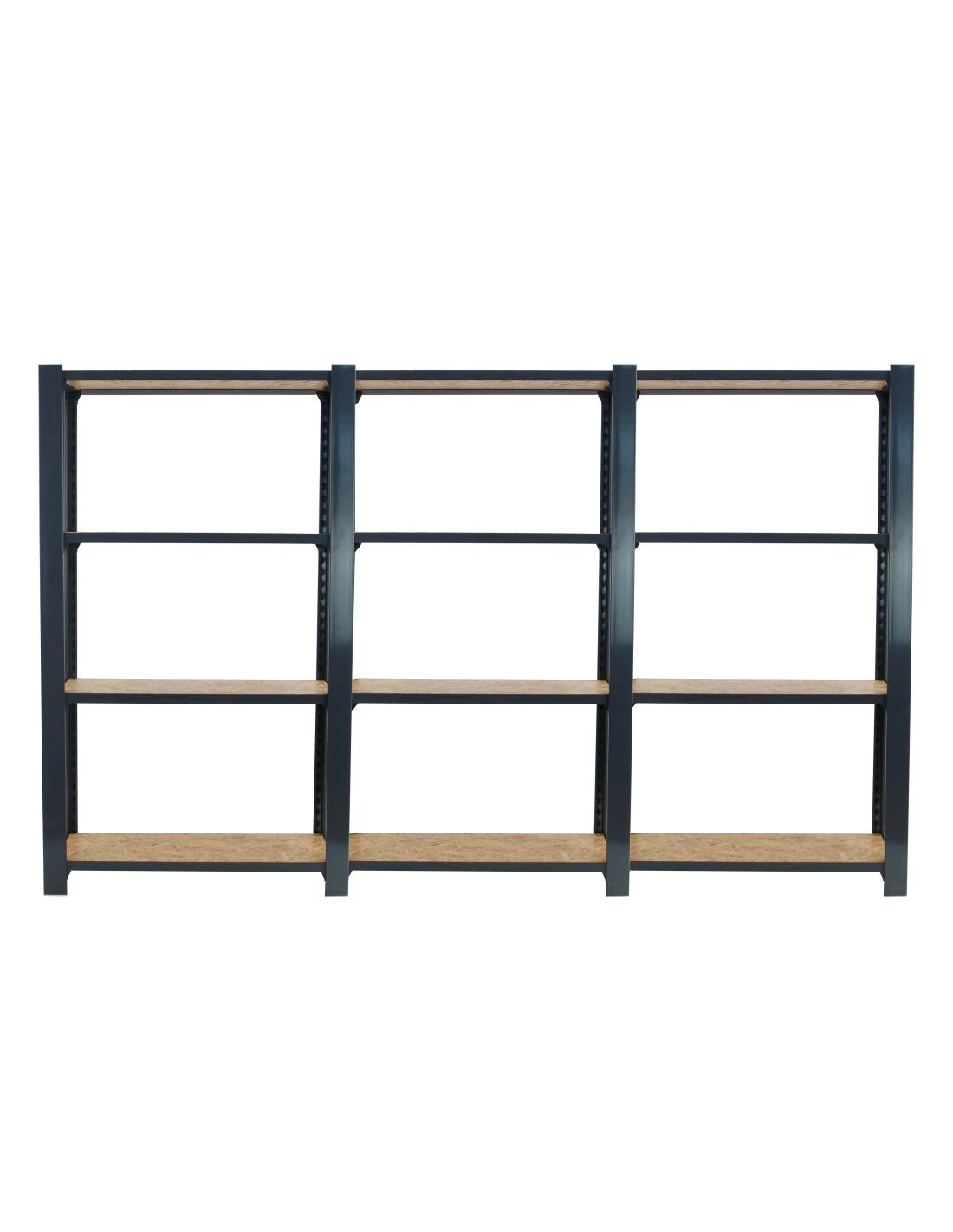Etagère Légère Sans Vis Officlick 4/300 Wood 2400 Antracite/osb Antracite/osb 1500x2400x300 - Simonrack