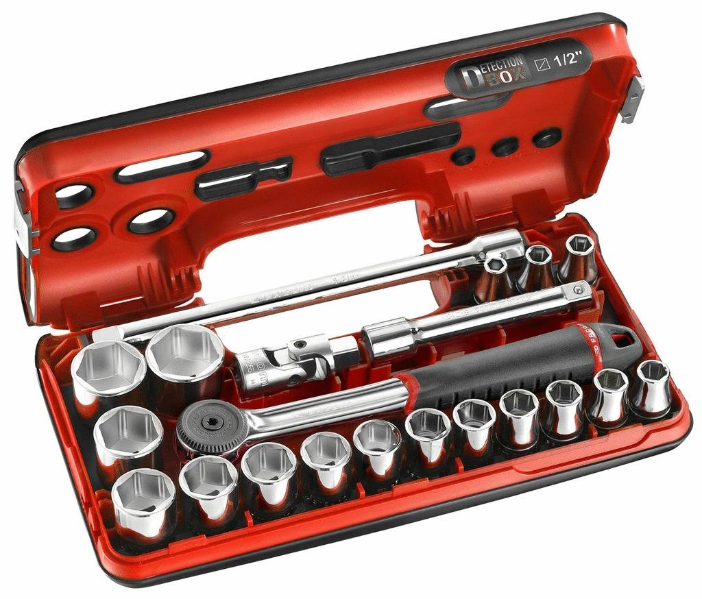 Coffret douilles 1/2'' 6 pans métriques - 21 pièces - FACOM - S.161DBOX1PB - Image 1