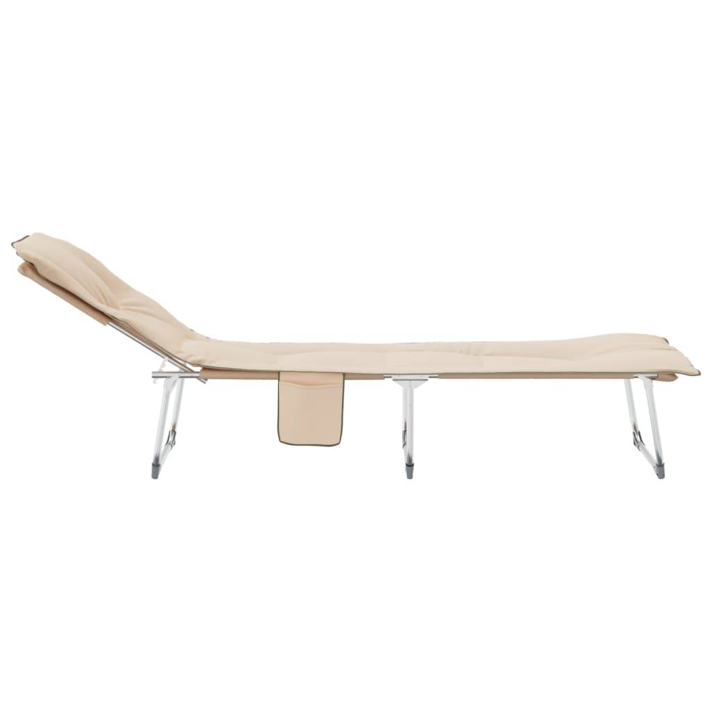 Vidaxl - Chaise longue pliable beige tissu vidaXL 364194 - Image 5
