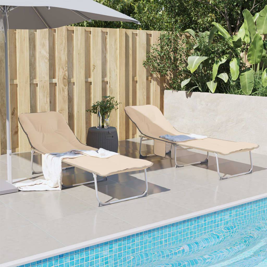 Vidaxl - Chaise longue pliable beige tissu vidaXL 364194 - Image 1