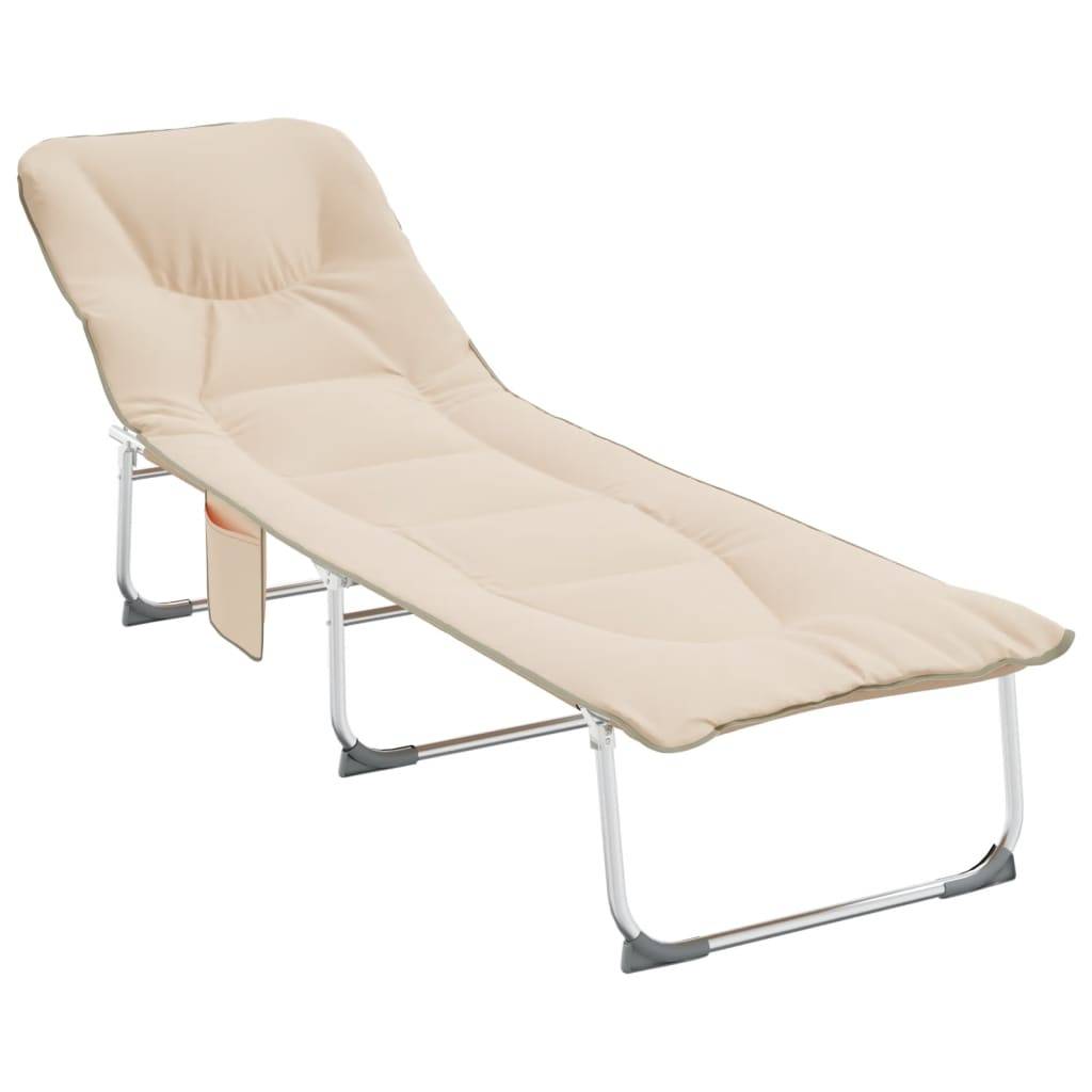 Vidaxl - Chaise longue pliable beige tissu vidaXL 364194 - Image 2