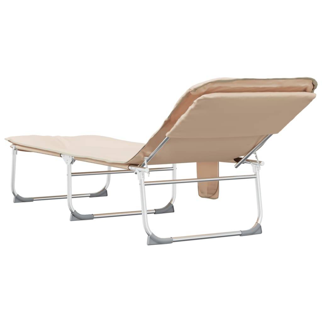 Vidaxl - Chaise longue pliable beige tissu vidaXL 364194 - Image 6